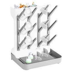 KOOSREEL Baby Bottle Drying Rack for Newborn Feeding Essentials, Nipples and Accessories, Grey, Large