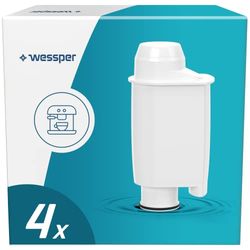 Wessper AQUAINTENSE+ - Filtro acqua per macchine espresso, ricambio per Saeco CA6702/00, Brita Intenza+, Philips, 4 pezzi