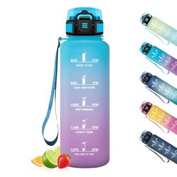HoneyHolly Botella Agua, 1,5L, Motivacional y A Prueba de Fugas, Water Bottle, Marcador de Tiempo, Botella AGimnasio, Reutilizable, Cantimplora para Gimnasio, Trabajo, Camping, Senderismo
