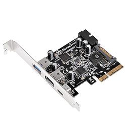 SilverStone SST-ECU05 - PCI-E uitbreidingskaart, 1 x externe USB 3.1 type C, 2 x USB 3.0 type A, 1 x interne USB 3.0 19-pins aansluiting, 10 Gbps, low-profile geschikt