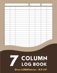 7 Column Log Book: Large Print, Easy-to-Use Customizable Tracker for Income and Expenses, Inventory, Vehicle Maintenance, and More (8.5" x 11", 120 pages, khaki)