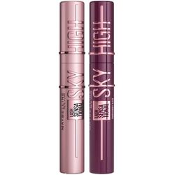 Maybelline New York Lash Sensational Sky High Mascara, Volumising & Lengthening Mascara, Washable Flake-Free Formula: Black + Burgundy Haze (Duo Bundle)