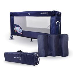 Mobiclinic®, Cuna de Viaje, Bolsa Transporte, 2 en 1, Plegado ultracompacto, Colchón extraíble, Mofli, hasta 15kg, Tela Transpirable, Entrada Lateral con Cremallera, Parque bebé, Ruedas