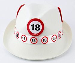 Cappello di feltro bianco con segnale stradale 18 anni