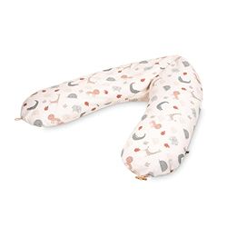 Julius Zöllner Cojín de Lactancia orgánico, Aprox. 190 cm, Relleno de 42 litros de microperlas EPS, Fabricado en Alemania, Funda de algodón 100%, Öko-Tex® Standard 100, Wild Friends