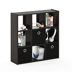Furinno 13207EX/BK Simplistic Organisateur à 9 Cubes avec Bacs, Expresso / Noir