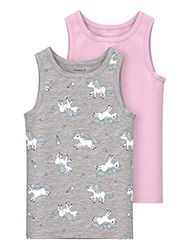 NAME IT NMFTANK TOP 2P Grey Melange Unicorn Noos Onderhemd, 86, gemengd grijs, 86 cm