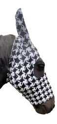 Maschera per Cavallo in Tessuto di Lycra di Alta Qualità con Orecchie Anti mosche Mod. PADDOCK Fantasia PIED DE POULE, Taglia PONY