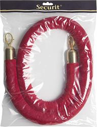SECURIT Klassiek glad koord voor afsluitpalen - ROOD met vergulde eindstukken - 150cm