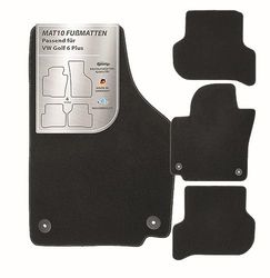MAT10 Silver Line: VW Golf VI Plus 2008-10-2014-08 Car Floor Mats Velour Premium Quality 4 Piece Black Fit