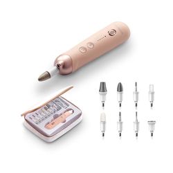 Boston Tech Queen - Tornio professionale per unghie, kit elettrico per manicure e pedicure, 5 modalità, ricarica rapida USB, 9 accessori di alta qualità, velocità regolabile, portatile e durevole