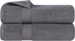 Superior Zero Parent Collection Lot de 6 Serviettes 100% Coton zéro Twist, Super Douces et absorbantes, Gris, Bath Towel Set
