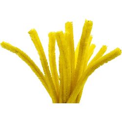 Pipe Cleaners, thickness 15 mm, L: 30 cm, yellow, 15pcs