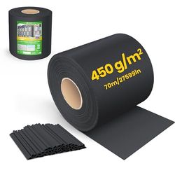 VOUNOT® Tiras de Pantalla de Privacidad de PVC 450g/m², Cinta de Protección Visual Impermeable Antiviento, Rollo de Valla Protectora Opaca de Cercas 70mx19cm con Clips para Jardín Balcón Terraza Negro