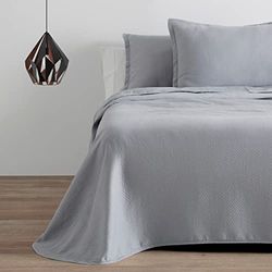 Colcha/Cubrecama de algodón reciclado lijnen kleur perla para cama van 135/140 cm. Incluye dos fundas de cojín