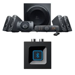 Logitech Z906 5.1 Surround Sound Speaker System, THX, Dolby & DTS Certified, 1000 Watts Peak Power,PC/PS4/Xbox/Music Player/TV/Smartphone/Tablet + Bluetooth Receiver/Bluetooth Audio Adapter
