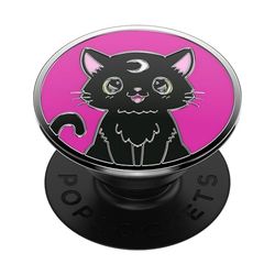 PopSockets: PopGrip - Soporte y Agarre para Teléfonos Móviles y Tablets con un PopTop Intercambiable - Enamel Black Cat Magic