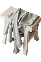 Kaiser KNOTS 6521023 Knitted Baby Blanket, 100% Organic Cotton, Breathable Baby Blanket, All Year Rose, Newborn, Pram Blanket, Baby Seat Blanket, Colour Rose/Knots Light Grey