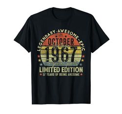 Legend Since October 1967 Vintage 57th Birthday Made in 1967 Camiseta