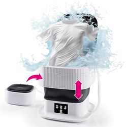 CLEANmaxx Mini-wasmachine, ideaal voor onderweg, mobiele wasmachine met 2 wasprogramma's en een centrifuge, opvouwbaar en stil, voor maximaal 1 kg wasgoed, geschikt voor kamperen en reizen
