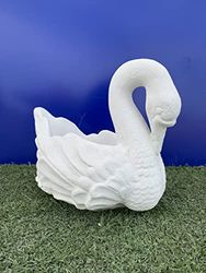 Statua cigno porta vaso dipinto a mano - per arredo interno o esterno - colore bianco o antichizzato giallo o grigio - cm 40x34h (bianco)