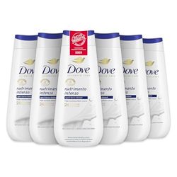 Dove Bagnoschiuma Nutrimento Intenso, Bagnodoccia Idratante, Formula Delicata sul Microbioma della Pelle, con Agenti Idratanti Vegetali, Senza Solfati SLES, Bagnodoccia Uomo e Donna, 6 Pezzi da 225 ml
