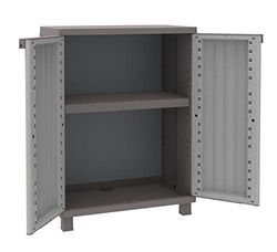 Terry Jwood, 68 x 37,5 x 91,5 cm, lage kast van kunststof met 2 legplanken, grijs/taupe, 68 x 37,5 cm