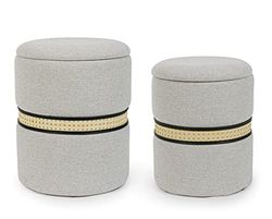 KONTE.DESIGN Set di 2 Pouf Contenitore KARINA Grigio