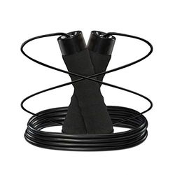 Relaxdays Adult Skipping Rope PRO, Foam Handles, Weighted Ball Bearing, Boxing & Fitness, Endurance Training, Black