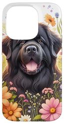 Newfoundland Dog Summer Wildflowers Artwork Case for iPhone 14 Pro