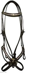 Cwell Equine NEW Leather Crystal Mexican Grackle Bridle With Reins Full/Cob/Pony Black (BROWN, FULL)