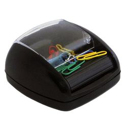 Pavo - Dispenser met magnetische papercliprol, Inclusief 20 kleurrijke paperclips - Zwart
