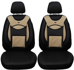 BREMER SITZBEZÜGE Coprisedili in ecopelle per sedili auto compatibili con Mazda 2 3, Gen 2015 coprisedili conducente e passeggero FB: D107 (nero/beige)