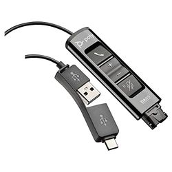 Poly - DA85 USB-A/USB-C digital adapter (Plantronics) - Works with Call Center Quick Disconnect (QD) Headsets - Acoustic Hearing Protection -Works with Avaya, Genesys,&Cisco call center platforms