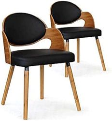 Menzzo Estel Chaises, P.U, Bois Clair/Noir, 50,5