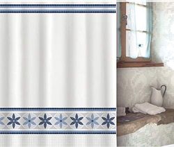 MSV "Olympe Polyester Shower Curtain, Blue/Multi-Colour, 180 x 200 cm