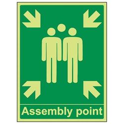 vsafety 17018bc-g Fire assemblaggio segno punto, punto con famiglia, Plastica, verticale, 300 mm x 400 mm, colore: verde