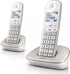 Philips DECT XL4902S/34 - Duo Téléphone sans Fil DECT - 16 Heures - Téléphone Senior avec 2 Combinés - Blanc