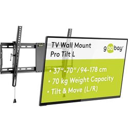 Goobay 49929 - Supporto da parete per TV Pro TILT (L) da 37" a 70" (94-178 cm), 70 kg, inclinabile, spostamento laterale, colore: Nero