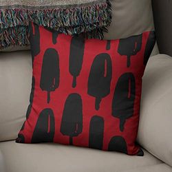 BonaMaison Decoratieve Kussensloop, Rood Zwart Kussenhoezen Bank, Zitkussen, Decoratieve Kussenhoesjes, Kussensloop; Sofa, Slaapkamer, Kantoor, Auto 43x43 Cm - Ontworpen en Vervaardigd in Turkije
