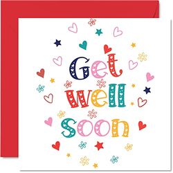 Get Well Soon Cards for Men - Get Well Soon Hearts - Cards for Women, Speedy Recovery Card, 145mm Joke Humour Greeting Best Friend Brother Sister Work Colleague