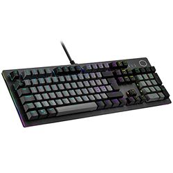 Cooler Master CK352 Tastiera meccanica da gioco (layout nordico) - Interruttore rosso, retroilluminazione RGB per tastiera e barra luminosa - Full size, Wirebound, Tasti personalizzabili, QWERTY