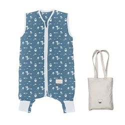 Nuvita MOOVO by 90200 | Gigoteuse avec Pied et Chaussettes Pliables, Coton Biologique, certifié Öko-Tex TOG 2.5, Taille : 1 an, Bleu poudré