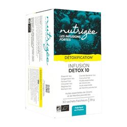 Infusion Détox Bio Foie & Intestin NUTRIGÉE | 10 Plantes Dépuratives et Digestives | Fenouil, Chicorée, Pissenlit, Curcuma, Réglisse, Gingembre, Romarin | 30 Sachets | Transit & Drainage