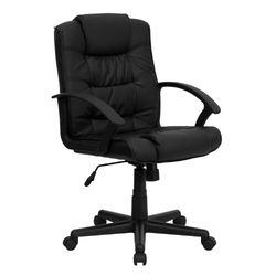 Flash Furniture Mid Back Negro Piel Giratorio Tarea Silla