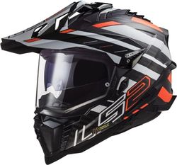 LS2, Motorcykelhjälm Cross Explorer Carbon Edge svart orange vit, XL