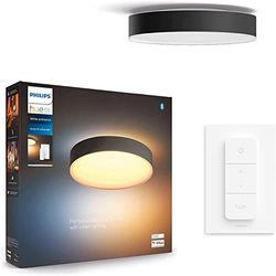 Philips Hue White Ambiance Enrave, Plafoniera Smart, Media, con Bluetooth, 19.2 W, Telecomando Dimmer Switch Inlcuso, Nero