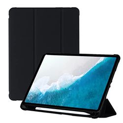 Fodral för iPad Pro 11 tum 2022 (4:e/3:e/2:a generationen) med pennhållare, stötsäkert skyddsfodral med handrem och stativ, svart + rosa