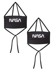 Munmask av tyg med motiv, återanvändbar bomullsmask NASA Face Mask, svart, 2-pack, svart, En Storlek