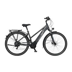 Fischer E-Bike Trekking, VIATOR 5.0i elcykel för kvinnor, RH 44 cm, mellanmotor 50 Nm, 36 V batteri i ram, skiffergrå matt, 28 tum